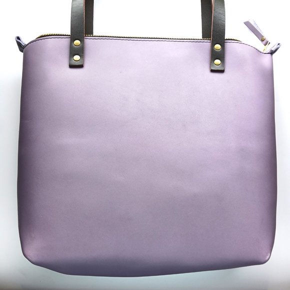PLG Portland Leather Goods AP Lavender Medium Zip Tote Bag Full Grain Leather - Picture 2 of 3